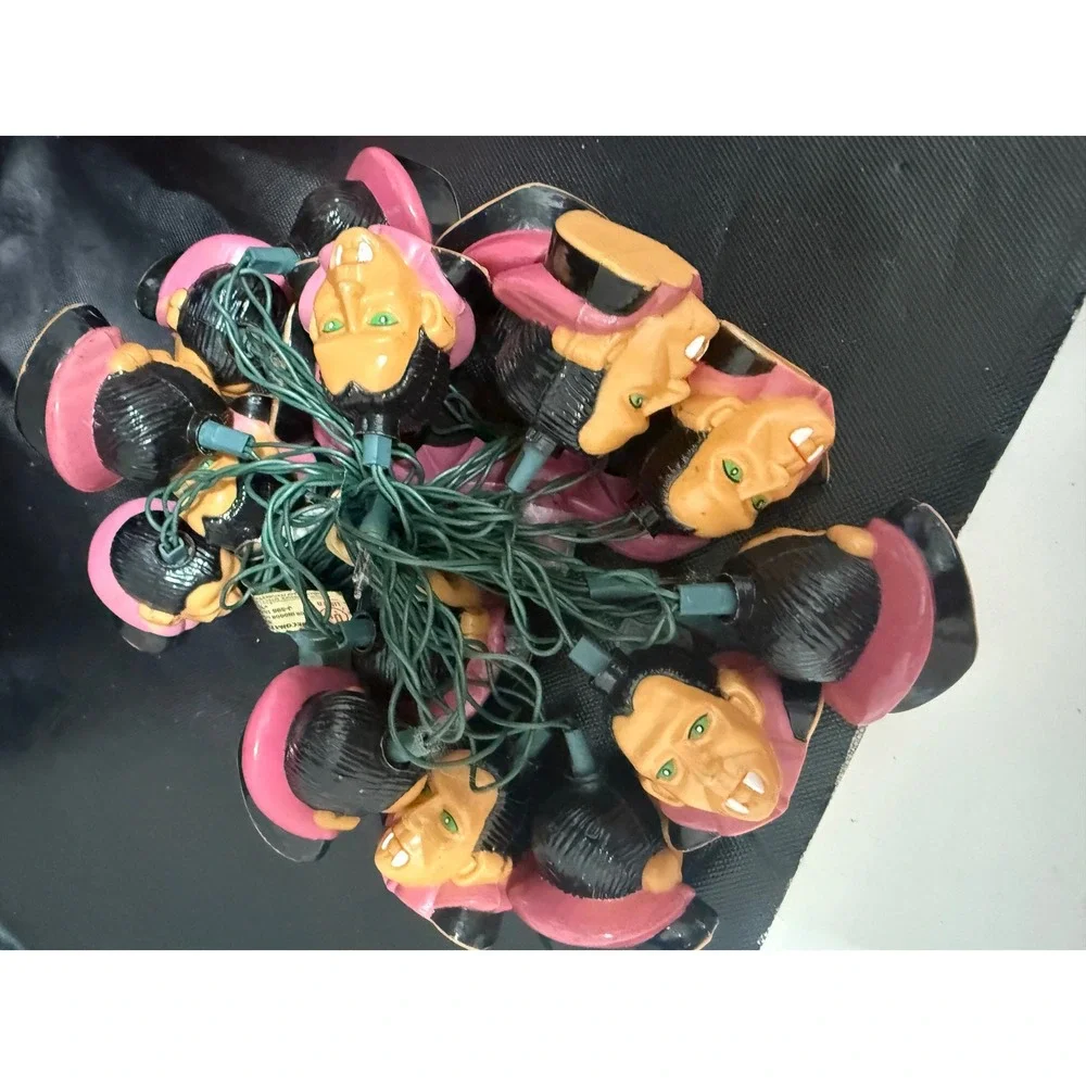 Vintage Dracula Vampire Head Halloween String Lights Blow Mold Decor  Light
